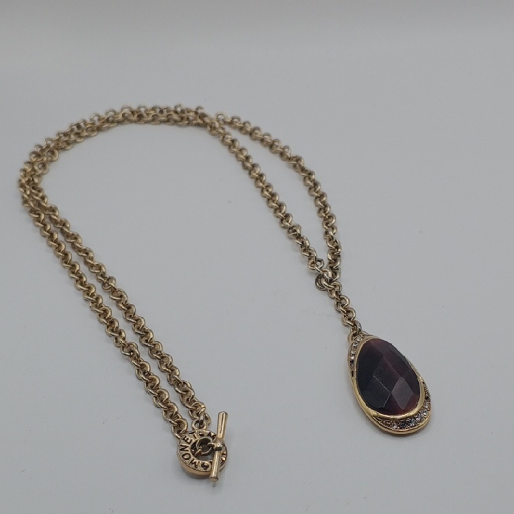 Monet Gold and Purple Teardrop Necklace
